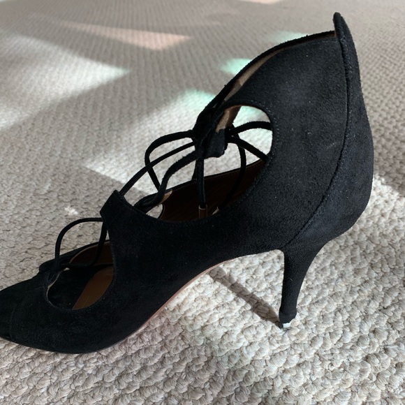 Black Aquazurra Suede Lace Up Pumps - Picture 8 of 10